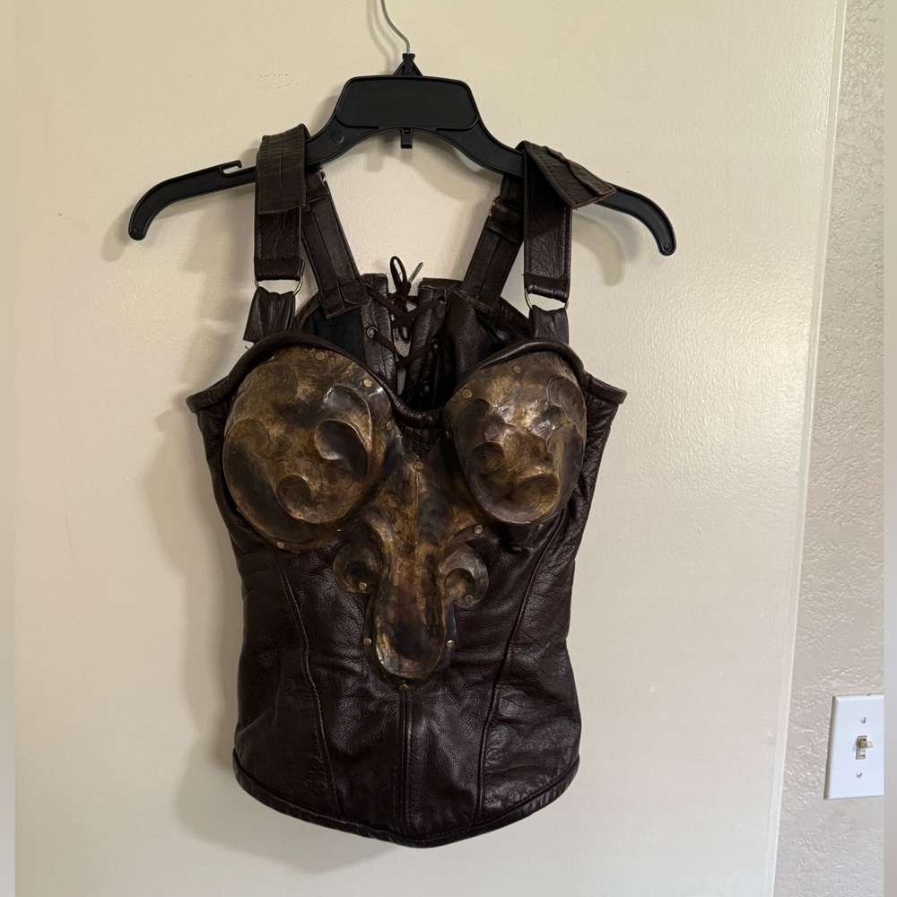 Brown Leather Corset Top